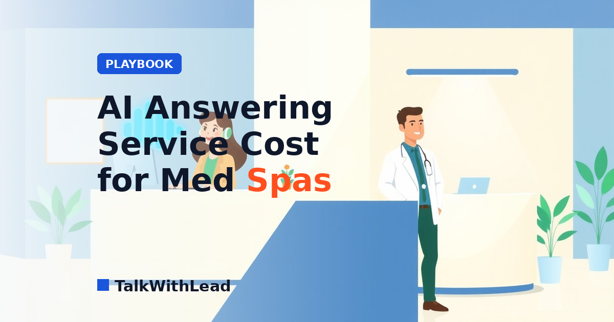 ai answering service cost med spas — flat-vector editorial illustration in TalkWithLead brand style.
