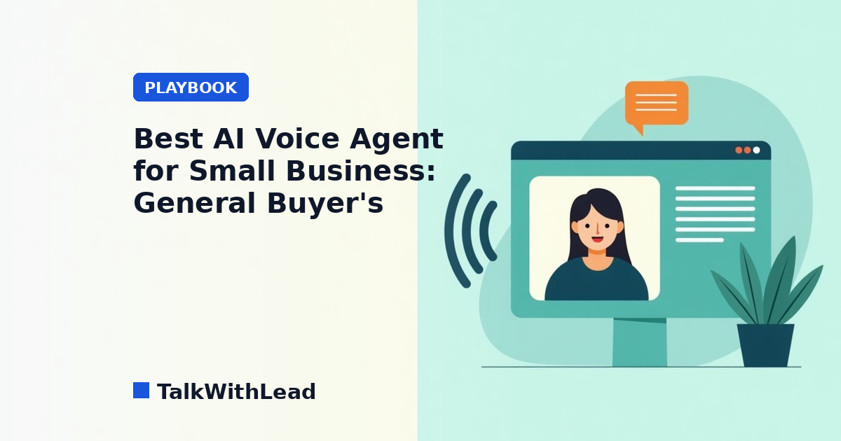 best ai voice agent for small business — flat-vector editorial illustration in TalkWithLead brand style.