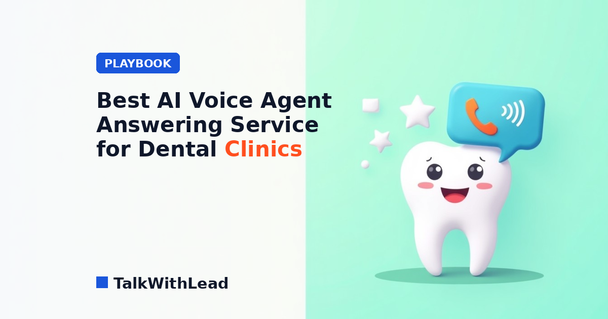 best ai voice agent answering service for dental clinics — flat-vector editorial illustration in TalkWithLead brand style.