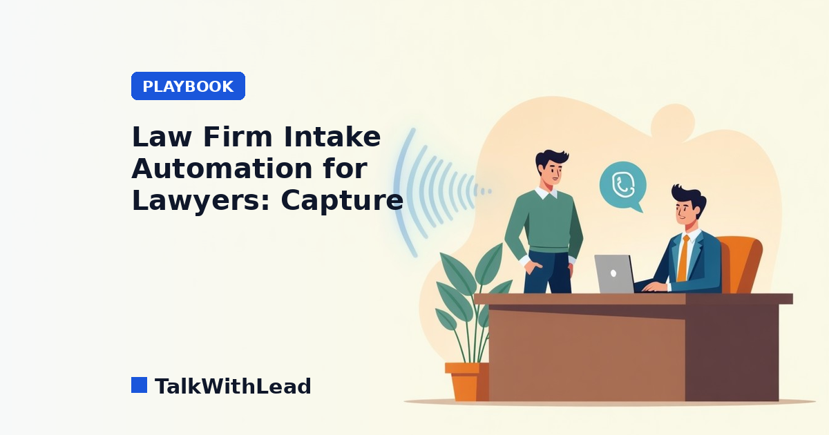 law firm intake automation — flat-vector editorial illustration in TalkWithLead brand style.