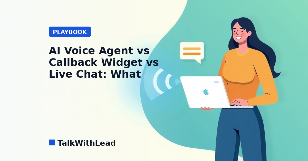 ai voice agent vs callback widget — flat-vector editorial illustration in TalkWithLead brand style.