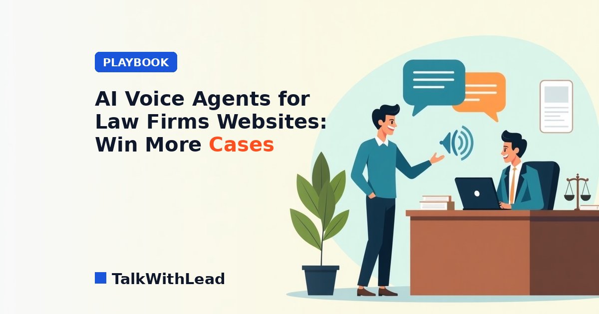 ai voice agents for law firms websites — flat-vector editorial illustration in TalkWithLead brand style.